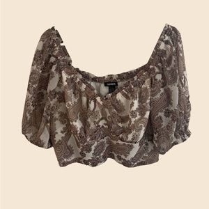 Paisley off the shoulder crop top